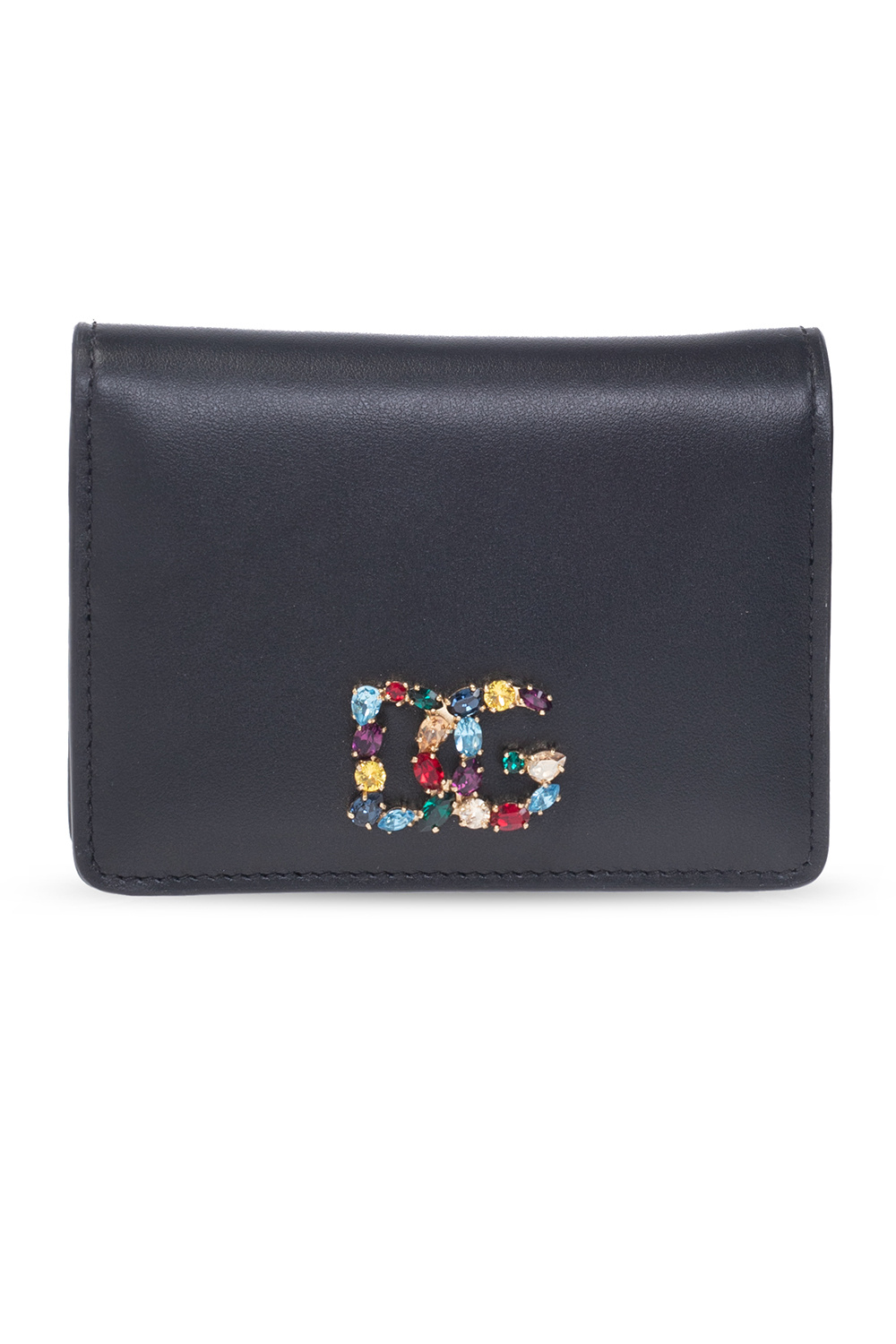 Dolce & Gabbana mixed print midi dress - Leather wallet with